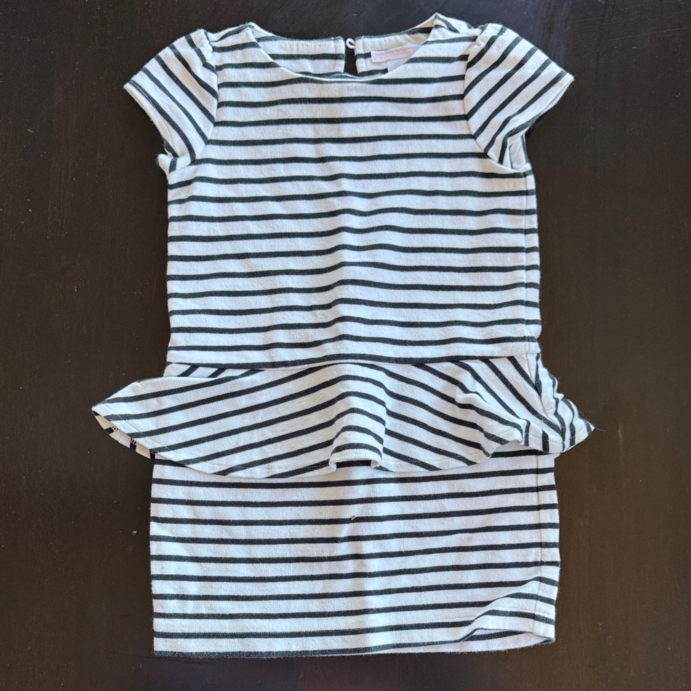 Janie and Jack Navy and White Striped Peplum Knit Dress